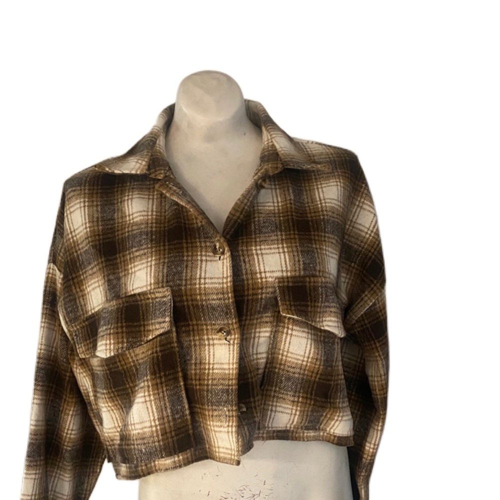Brown Plaid Cropped flannel